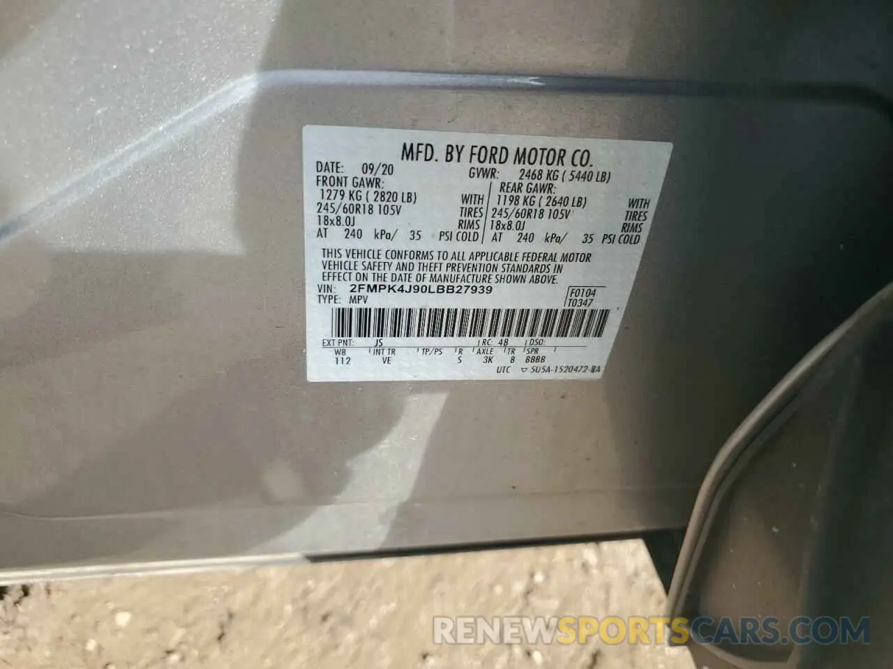 12 Фотография поврежденного автомобиля 2FMPK4J90LBB27939 FORD EDGE 2020