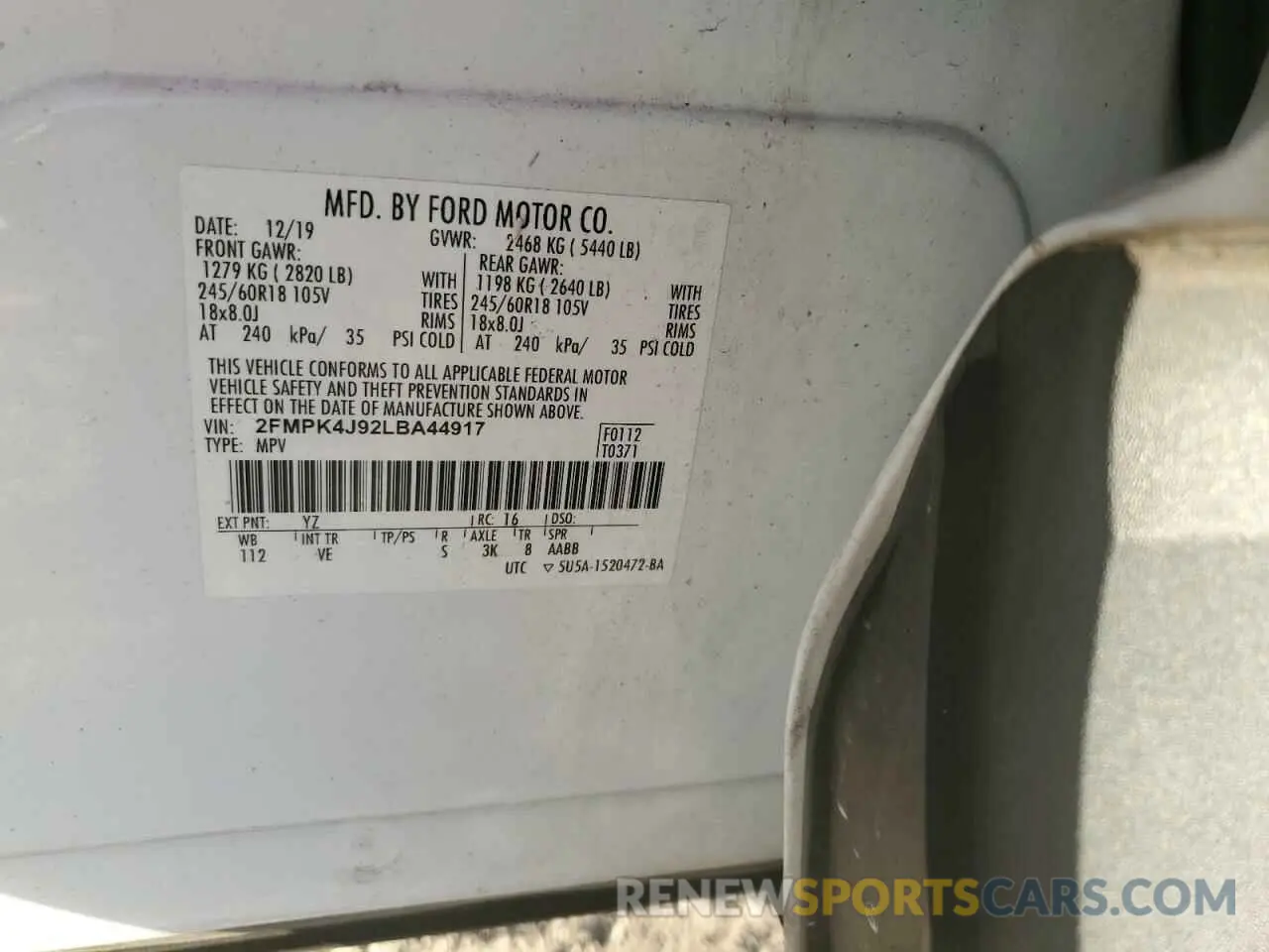 14 Photograph of a damaged car 2FMPK4J92LBA44917 FORD EDGE 2020