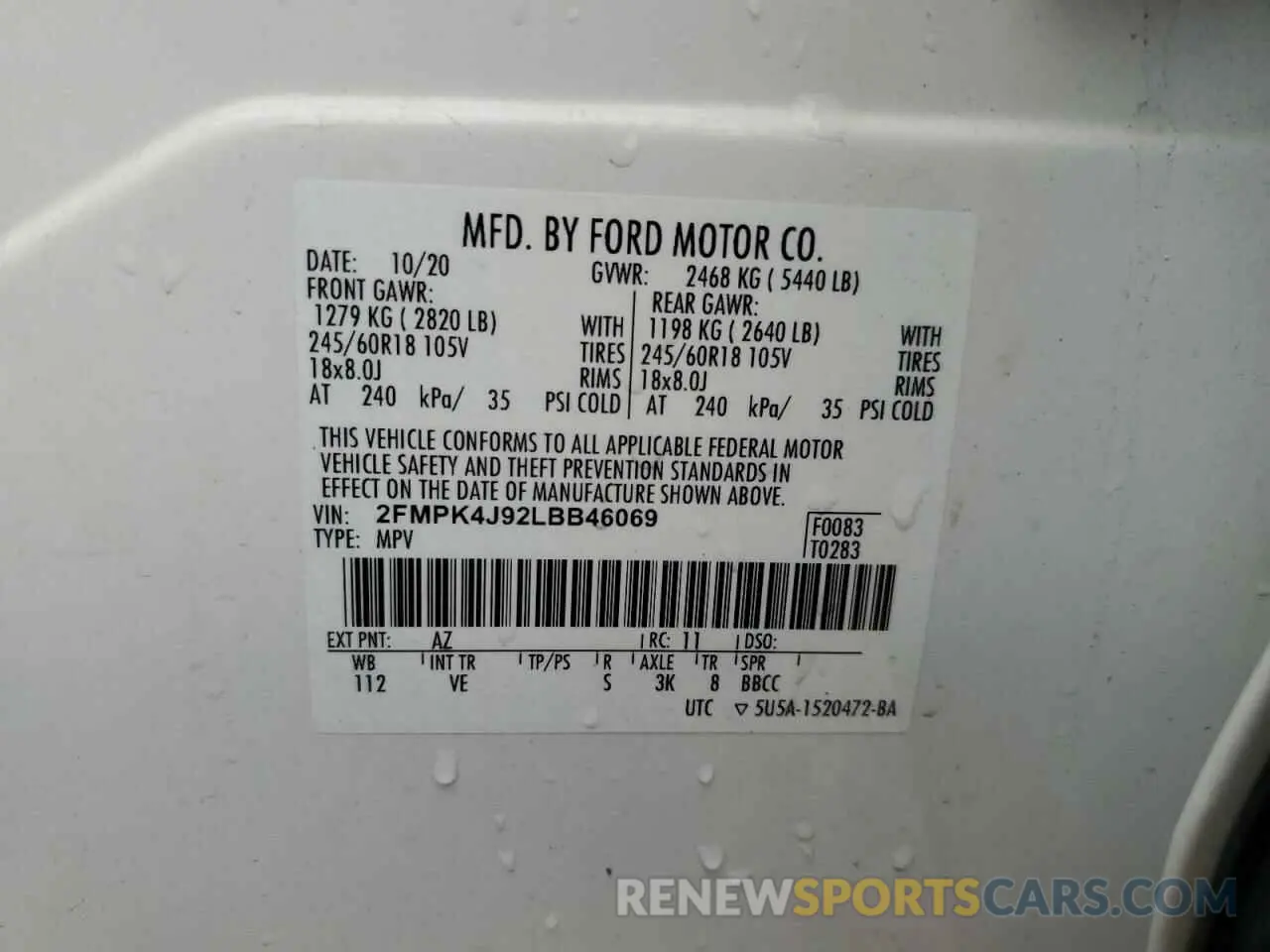 13 Photograph of a damaged car 2FMPK4J92LBB46069 FORD EDGE 2020