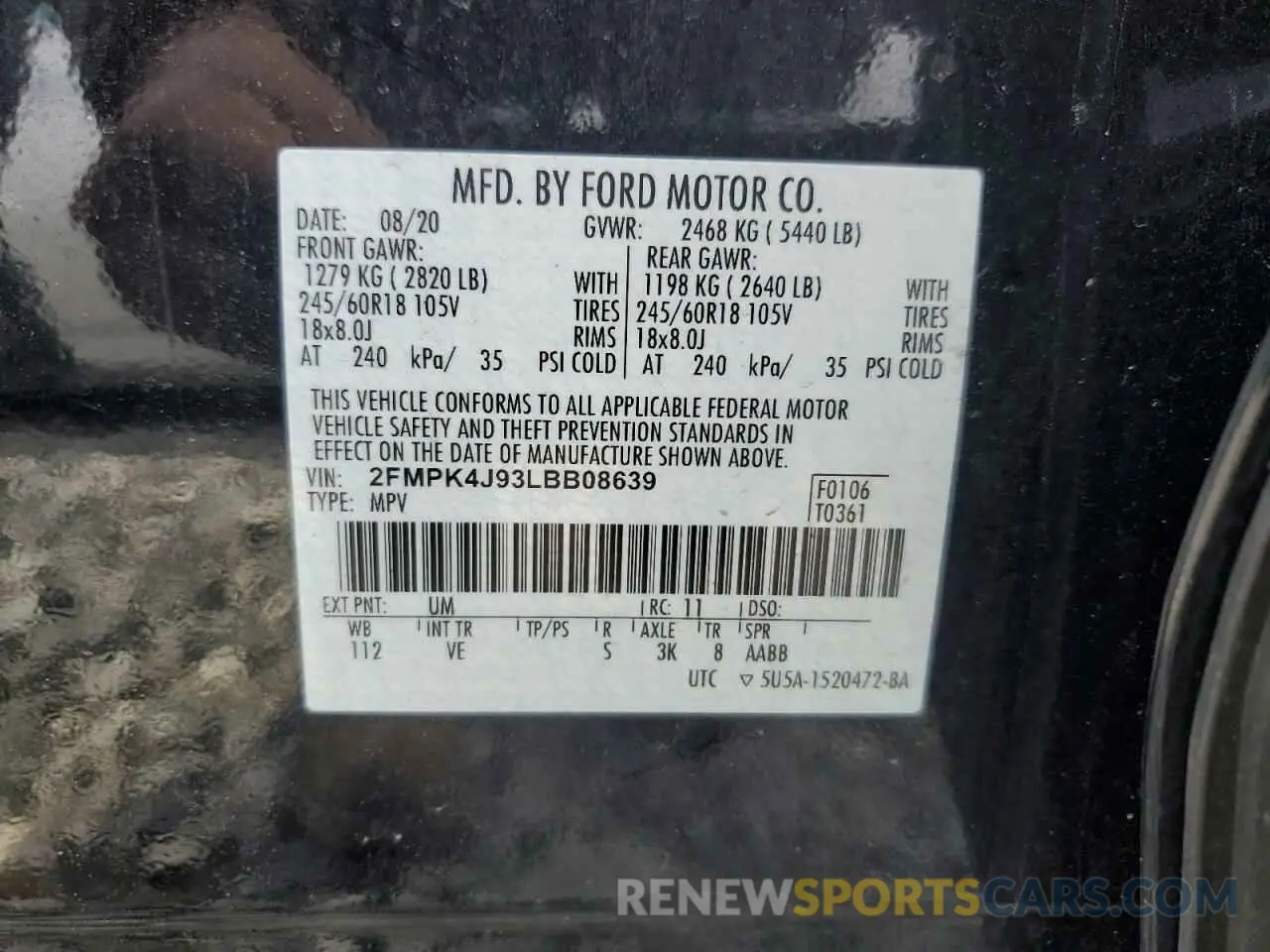 13 Фотография поврежденного автомобиля 2FMPK4J93LBB08639 FORD EDGE 2020