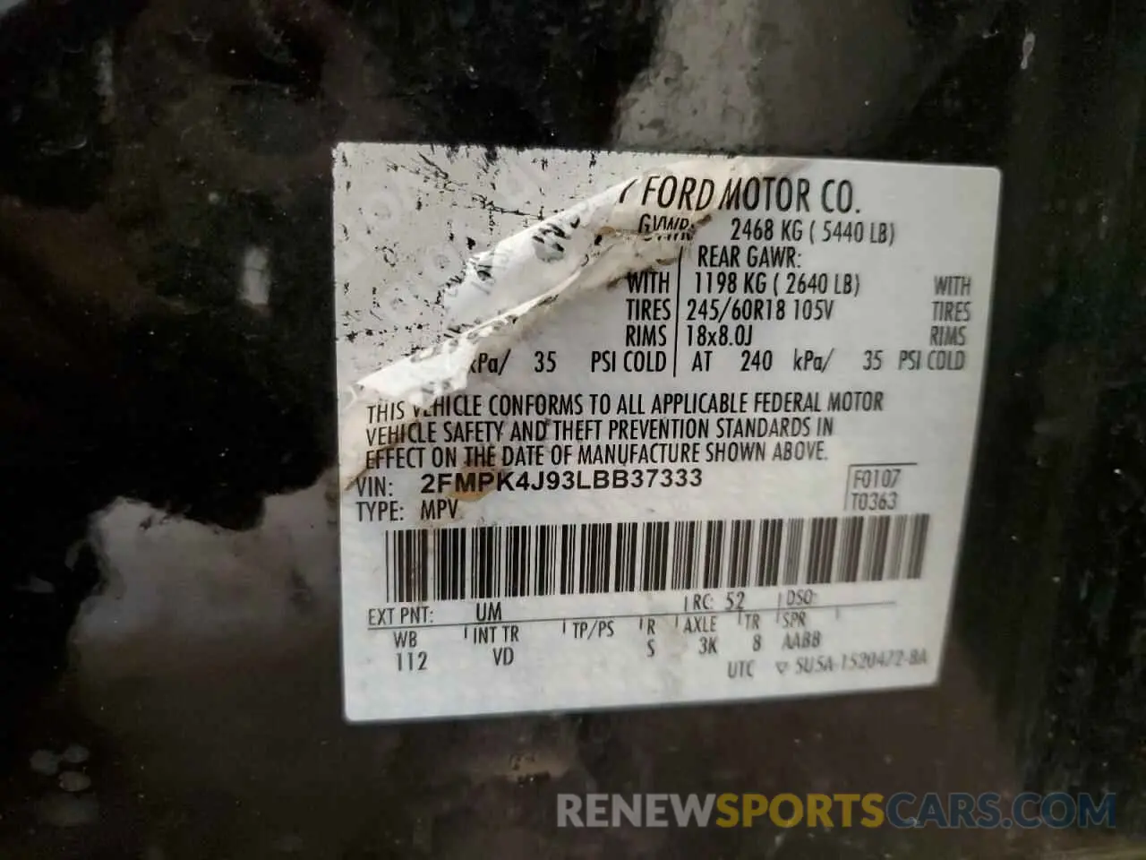 13 Фотография поврежденного автомобиля 2FMPK4J93LBB37333 FORD EDGE 2020