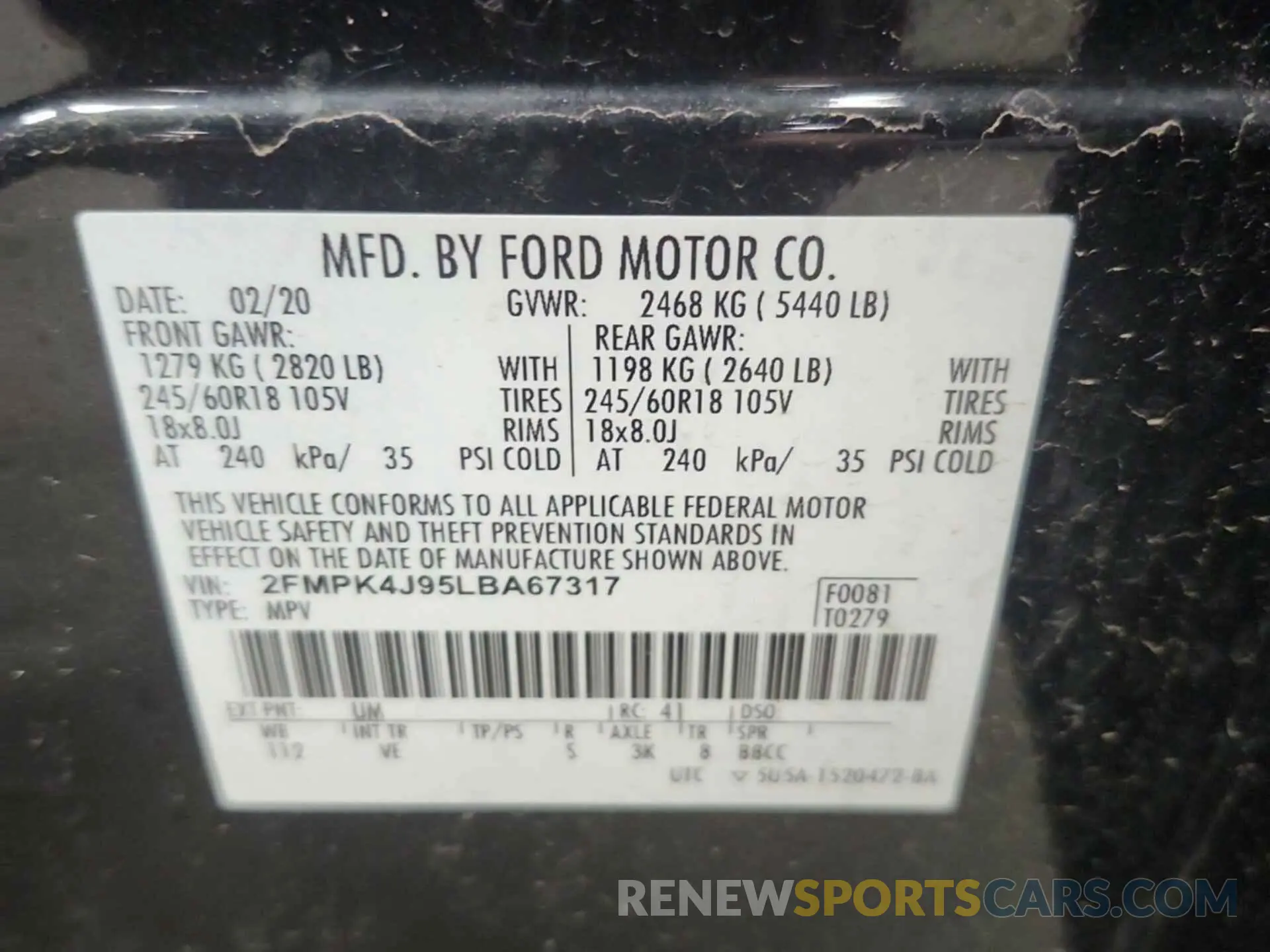 14 Photograph of a damaged car 2FMPK4J95LBA67317 FORD EDGE 2020