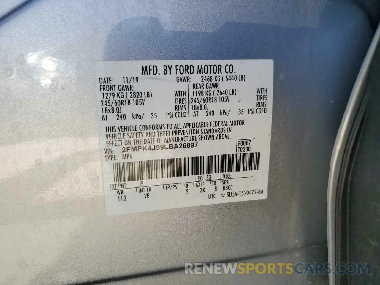 13 Photograph of a damaged car 2FMPK4J99LBA26897 FORD EDGE 2020