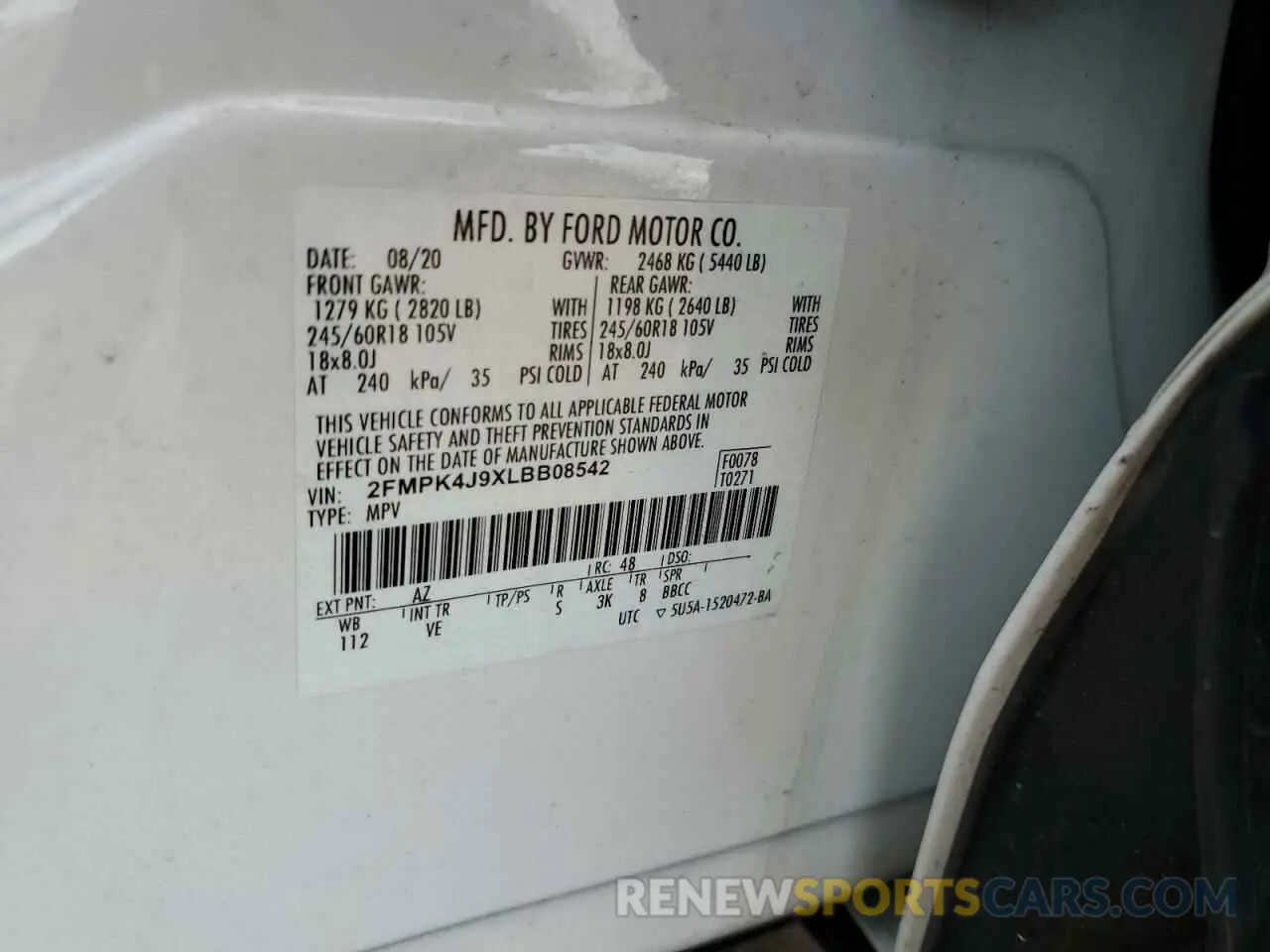 13 Photograph of a damaged car 2FMPK4J9XLBB08542 FORD EDGE 2020
