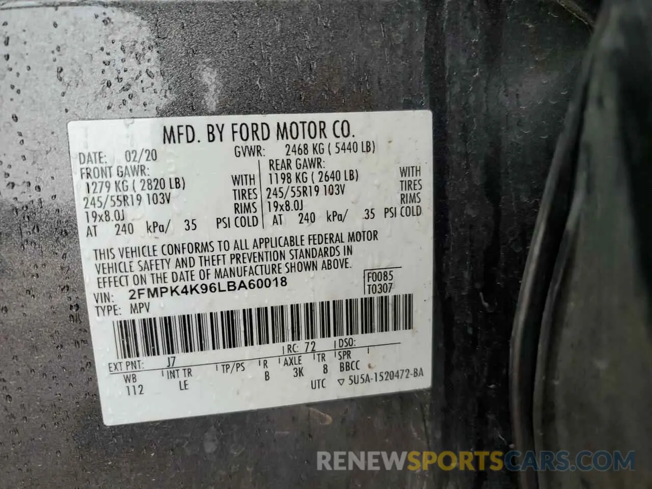 14 Photograph of a damaged car 2FMPK4K96LBA60018 FORD EDGE 2020
