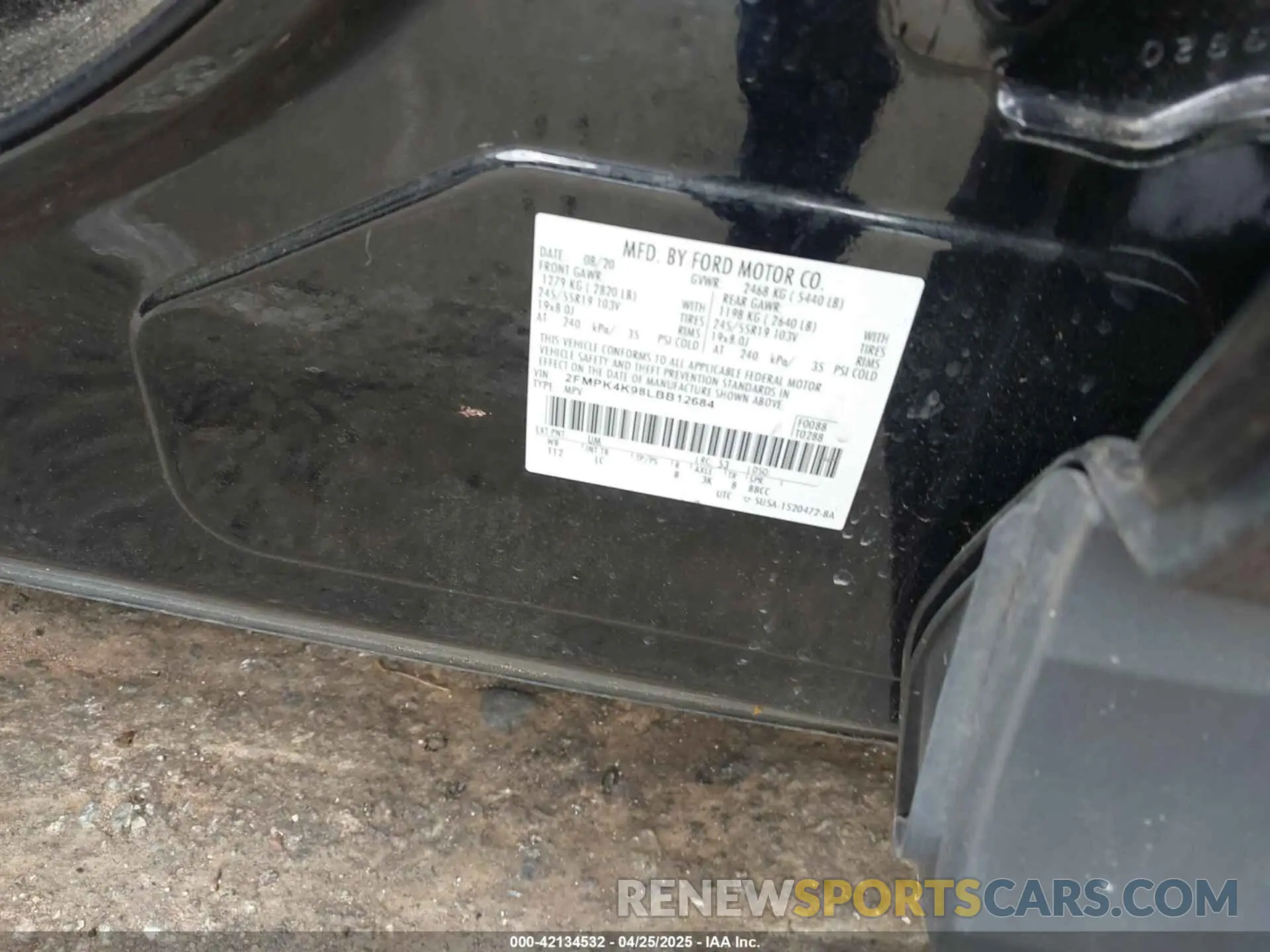 9 Фотография поврежденного автомобиля 2FMPK4K98LBB12684 FORD EDGE 2020