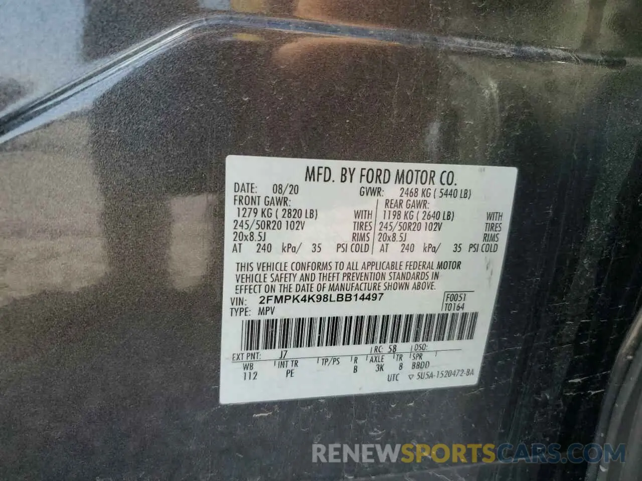 13 Photograph of a damaged car 2FMPK4K98LBB14497 FORD EDGE 2020