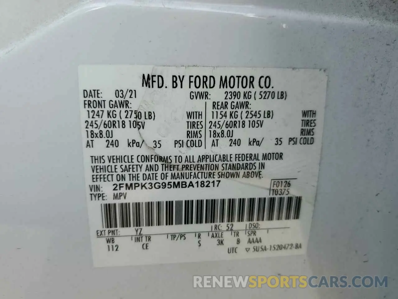 13 Фотография поврежденного автомобиля 2FMPK3G95MBA18217 FORD EDGE 2021