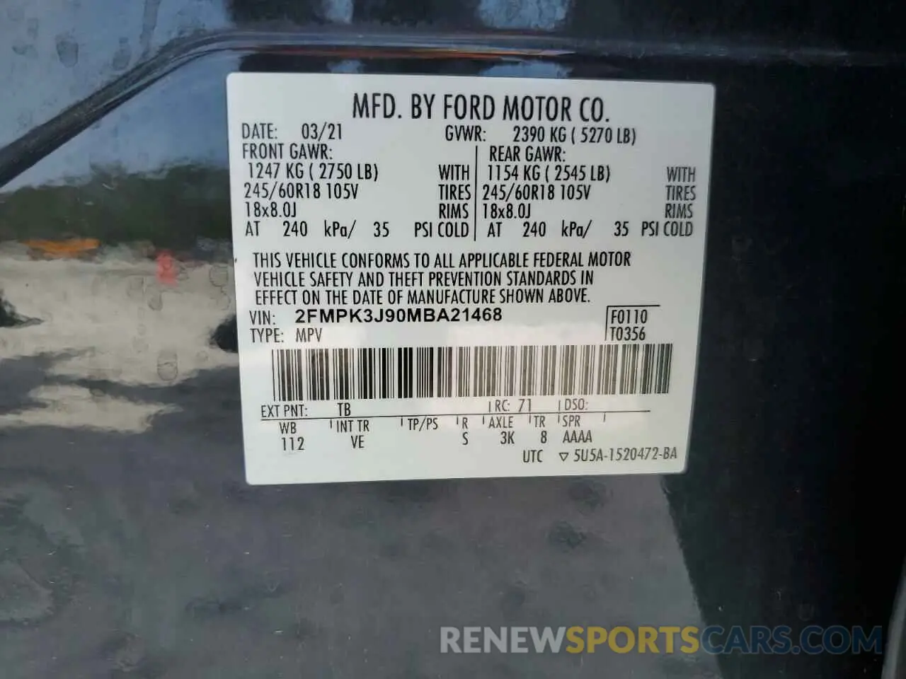 14 Фотография поврежденного автомобиля 2FMPK3J90MBA21468 FORD EDGE 2021