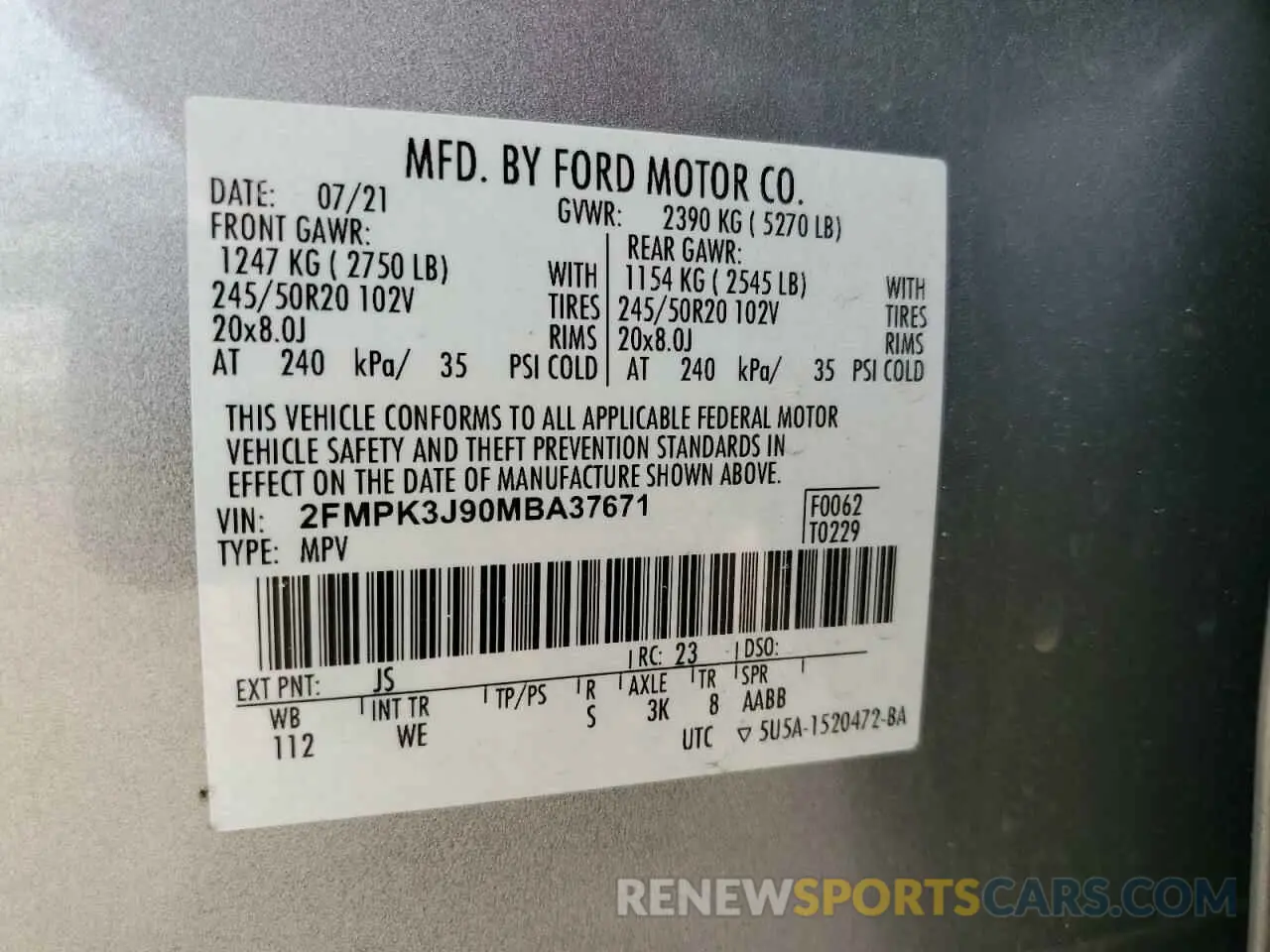 13 Фотография поврежденного автомобиля 2FMPK3J90MBA37671 FORD EDGE 2021