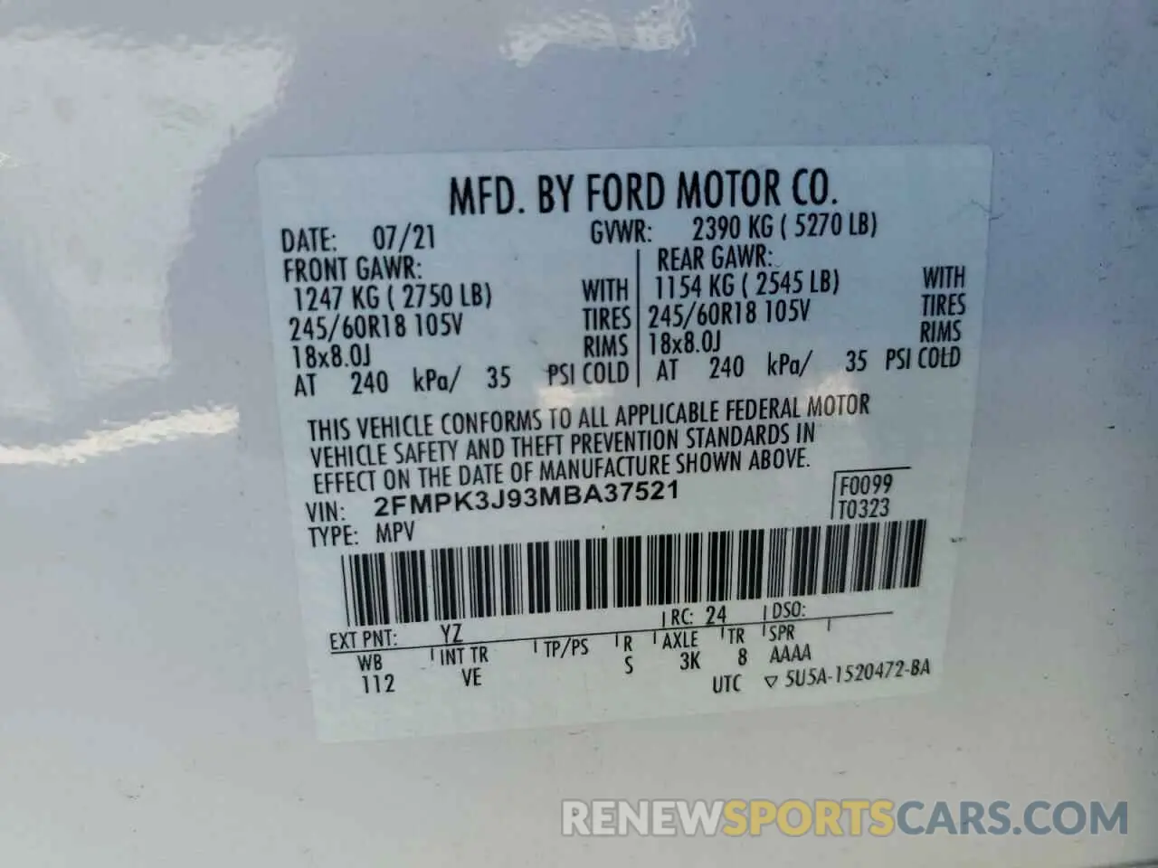 14 Фотография поврежденного автомобиля 2FMPK3J93MBA37521 FORD EDGE 2021