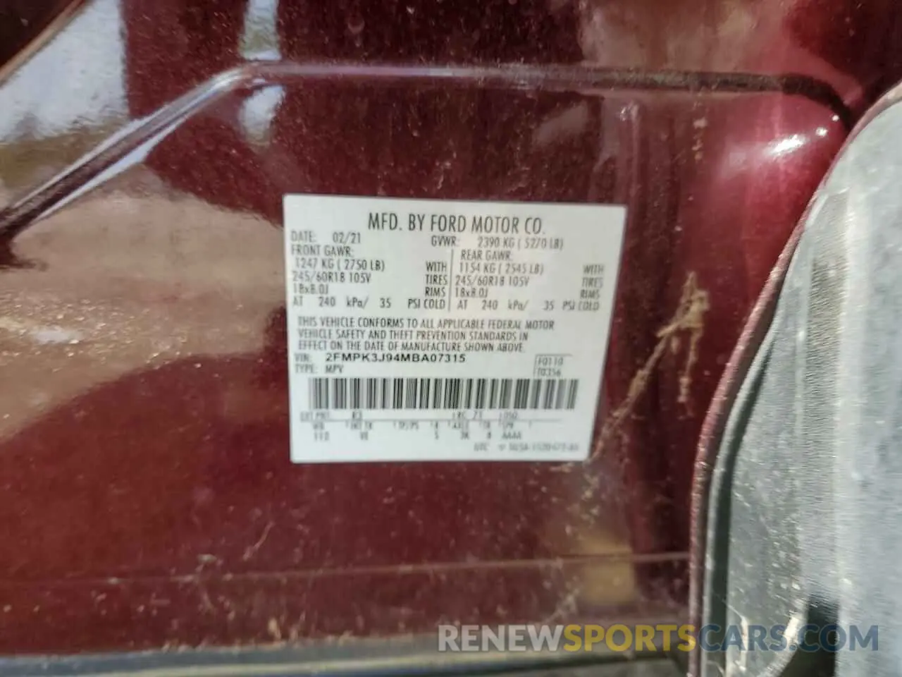 14 Фотография поврежденного автомобиля 2FMPK3J94MBA07315 FORD EDGE 2021