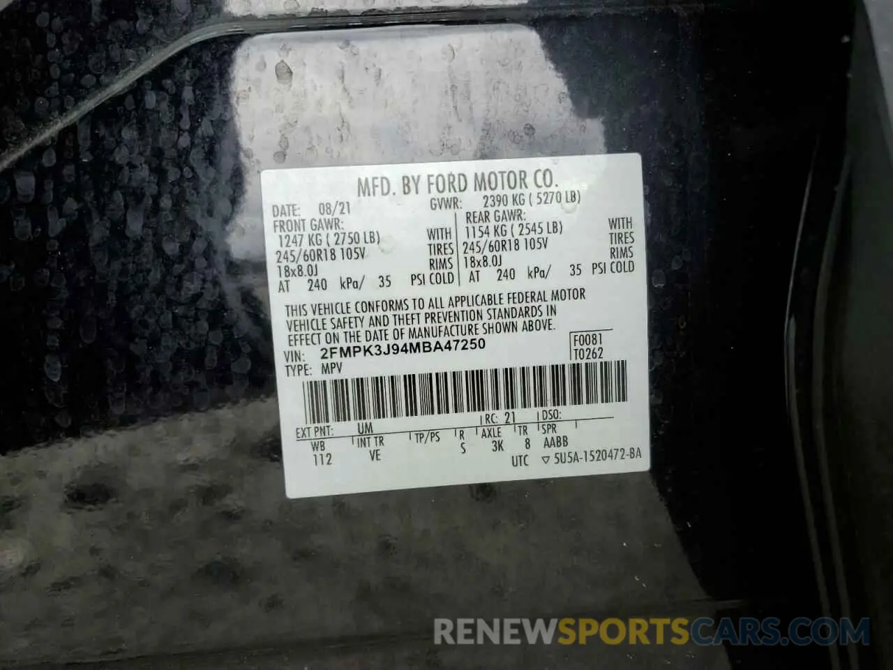 13 Photograph of a damaged car 2FMPK3J94MBA47250 FORD EDGE 2021