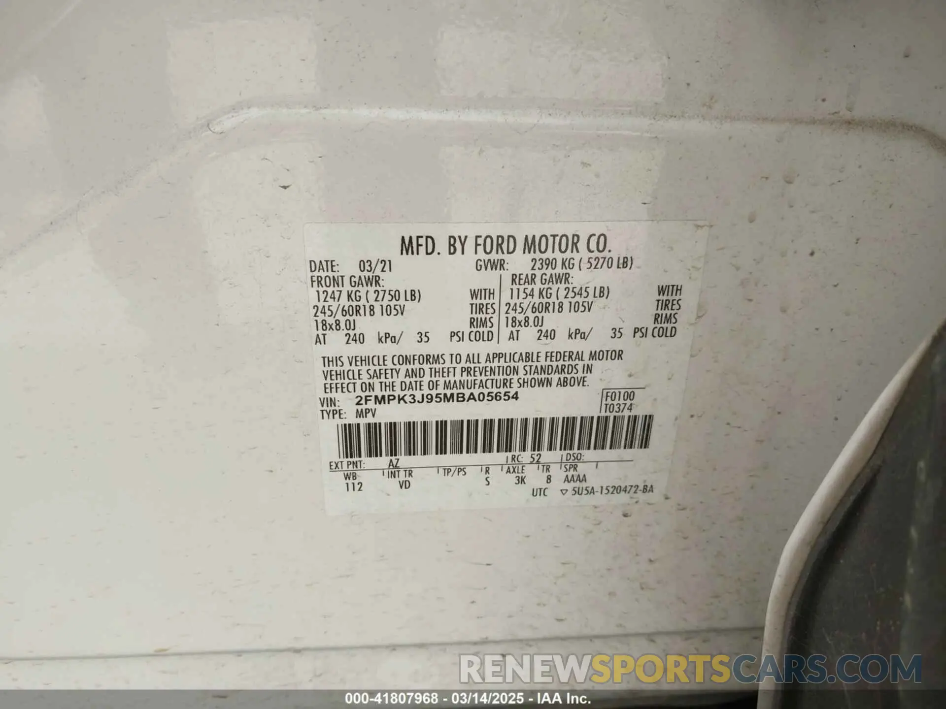 9 Photograph of a damaged car 2FMPK3J95MBA05654 FORD EDGE 2021