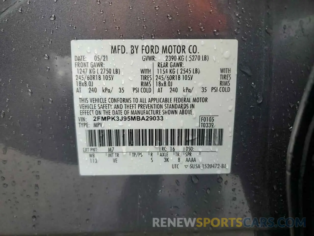 13 Photograph of a damaged car 2FMPK3J95MBA29033 FORD EDGE 2021
