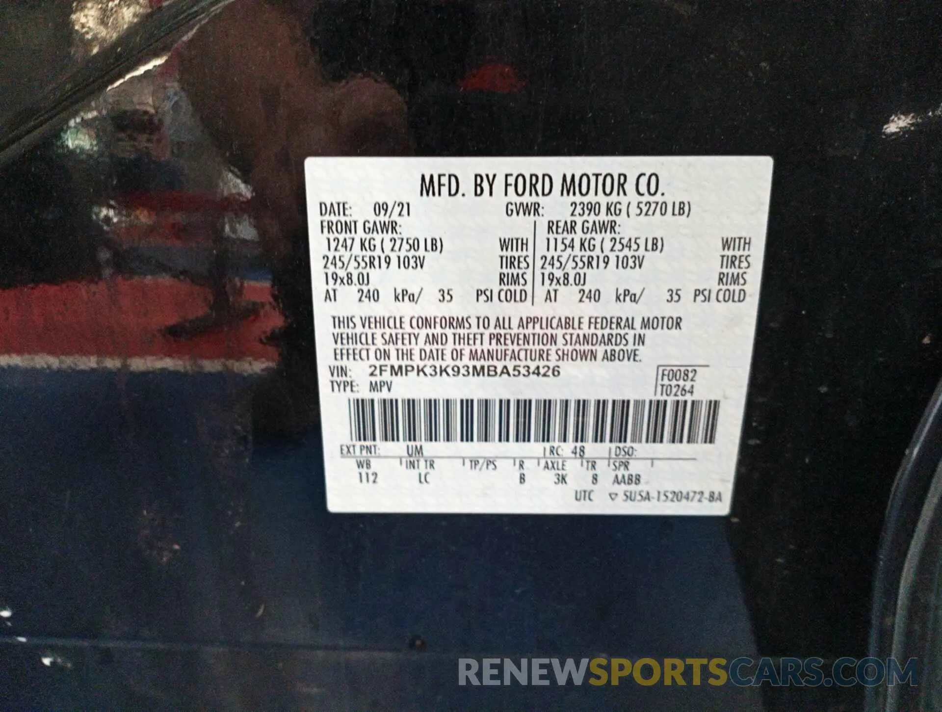 1 Фотография поврежденного автомобиля 2FMPK3K93MBA53426 FORD EDGE 2021