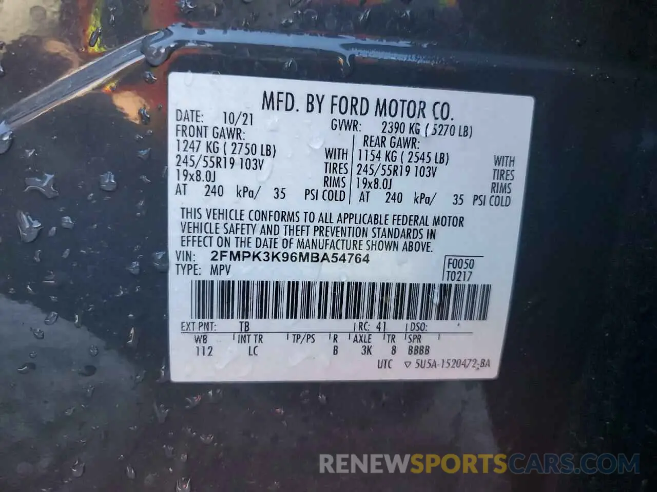 12 Фотография поврежденного автомобиля 2FMPK3K96MBA54764 FORD EDGE 2021