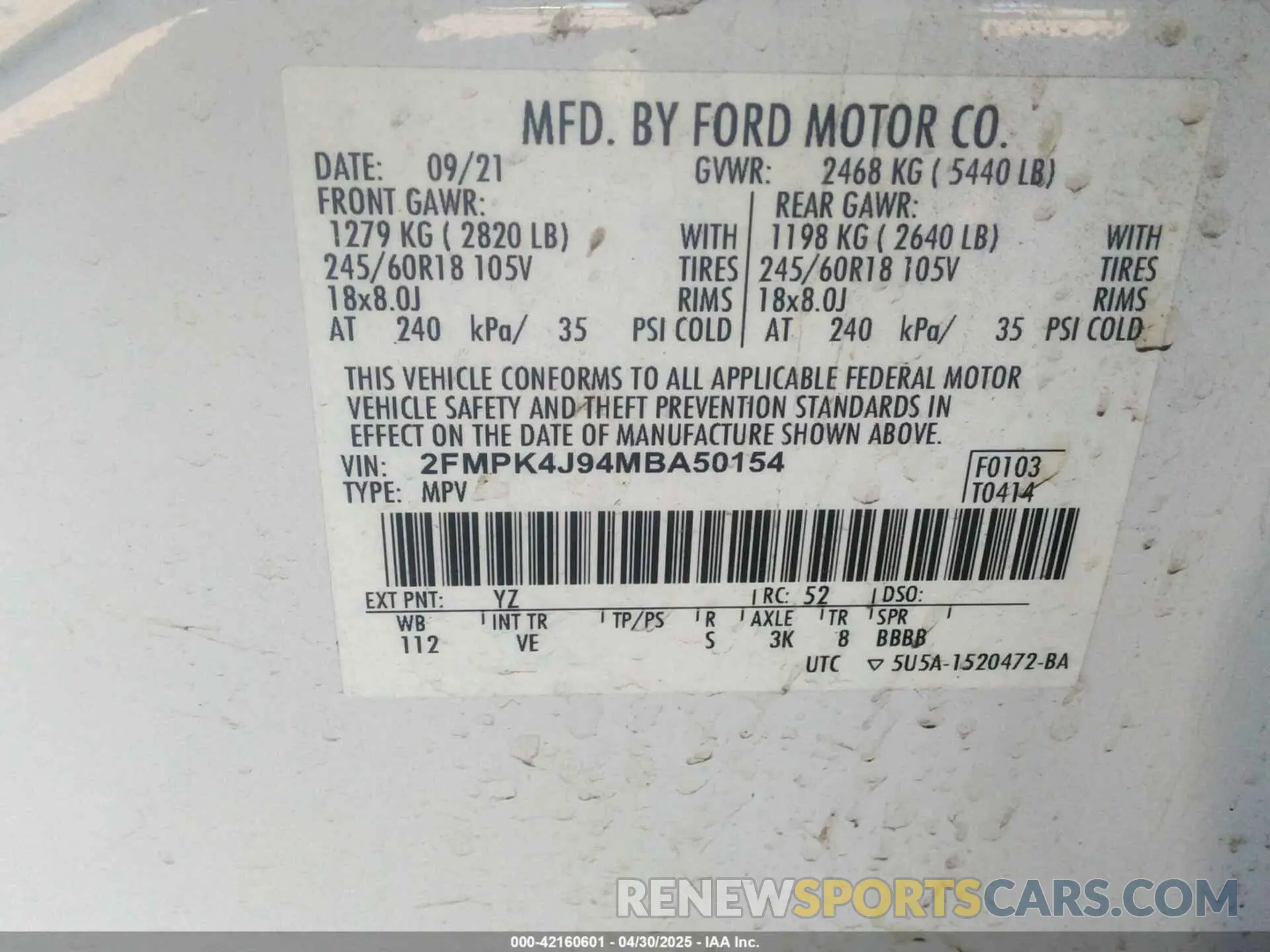 9 Photograph of a damaged car 2FMPK4J94MBA50154 FORD EDGE 2021