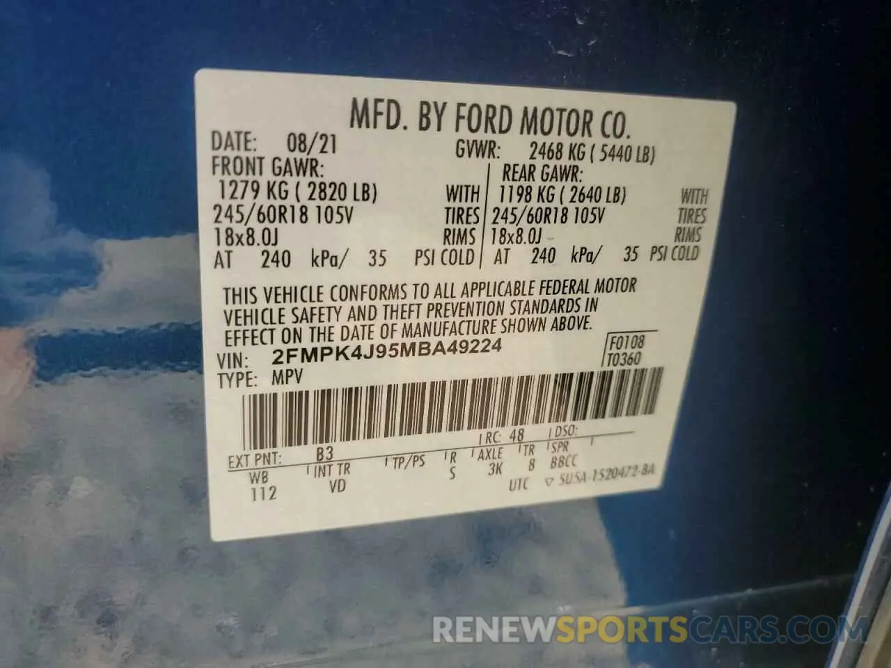 14 Фотография поврежденного автомобиля 2FMPK4J95MBA49224 FORD EDGE 2021