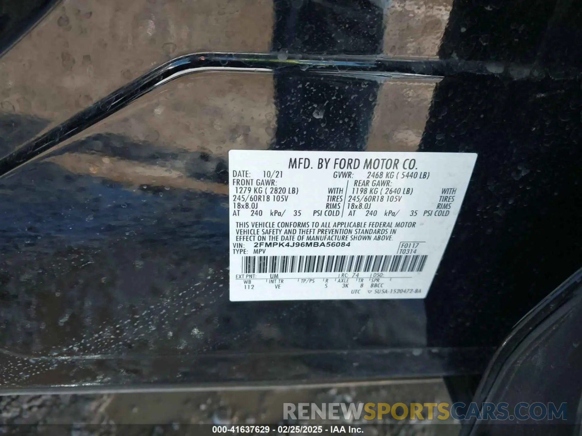 9 Фотография поврежденного автомобиля 2FMPK4J96MBA56084 FORD EDGE 2021