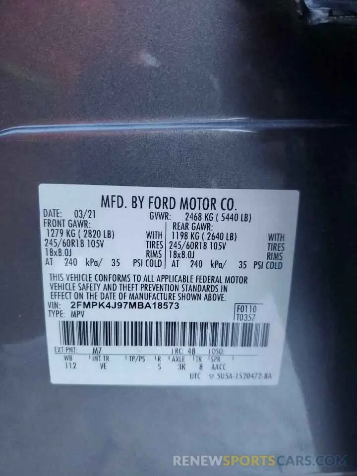14 Фотография поврежденного автомобиля 2FMPK4J97MBA18573 FORD EDGE 2021