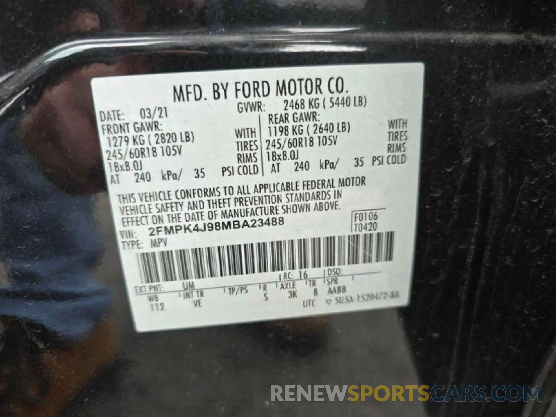 7 Photograph of a damaged car 2FMPK4J98MBA23488 FORD EDGE 2021