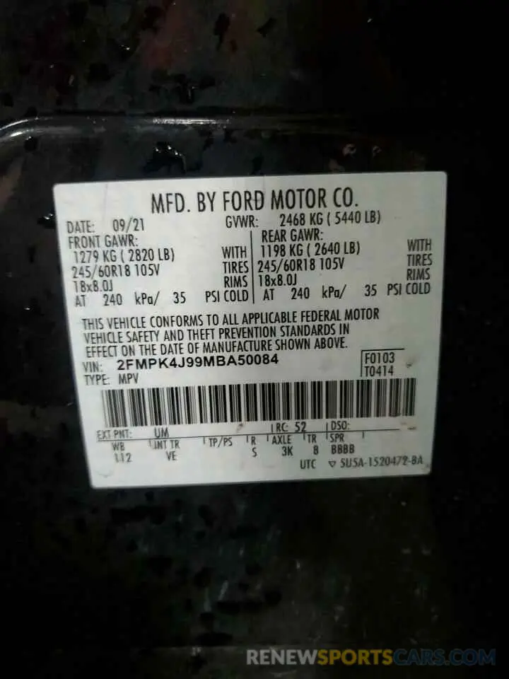 13 Фотография поврежденного автомобиля 2FMPK4J99MBA50084 FORD EDGE 2021