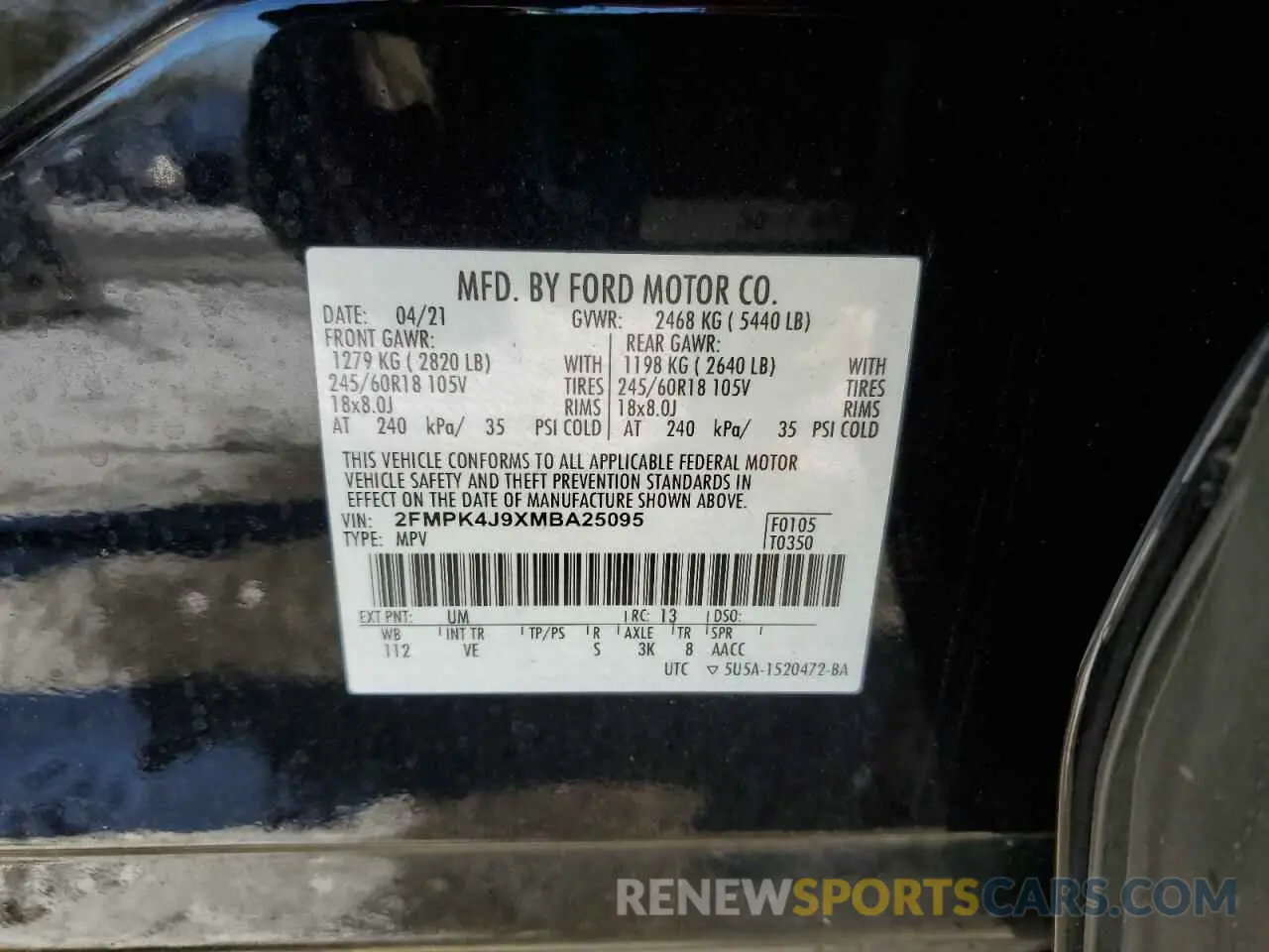 14 Фотография поврежденного автомобиля 2FMPK4J9XMBA25095 FORD EDGE 2021