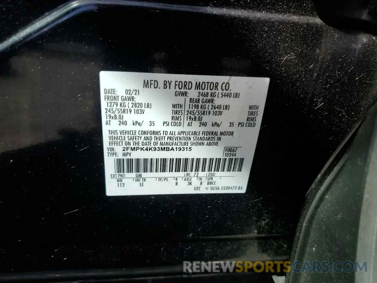 13 Photograph of a damaged car 2FMPK4K93MBA19315 FORD EDGE 2021
