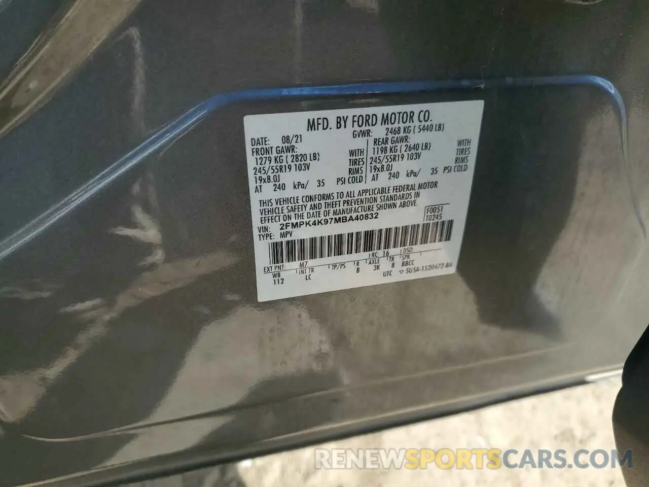 13 Photograph of a damaged car 2FMPK4K97MBA40832 FORD EDGE 2021