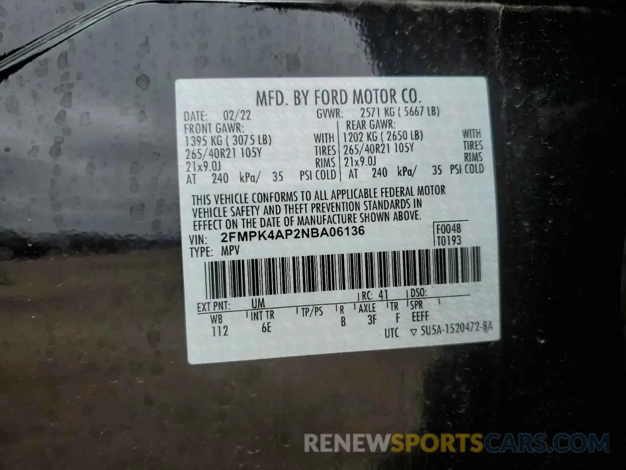 13 Photograph of a damaged car 2FMPK4AP2NBA06136 FORD EDGE 2022