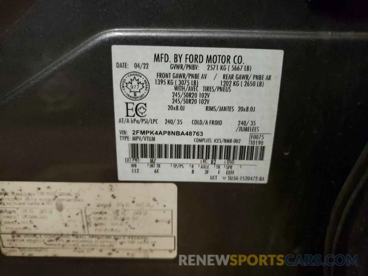13 Фотография поврежденного автомобиля 2FMPK4AP8NBA48763 FORD EDGE 2022