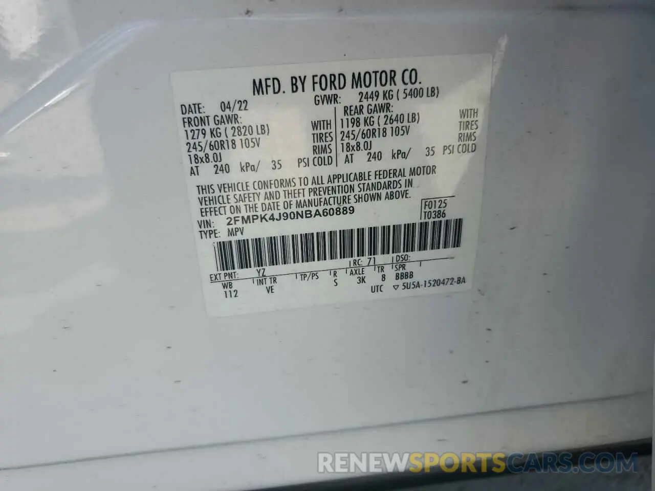 13 Photograph of a damaged car 2FMPK4J90NBA60889 FORD EDGE 2022
