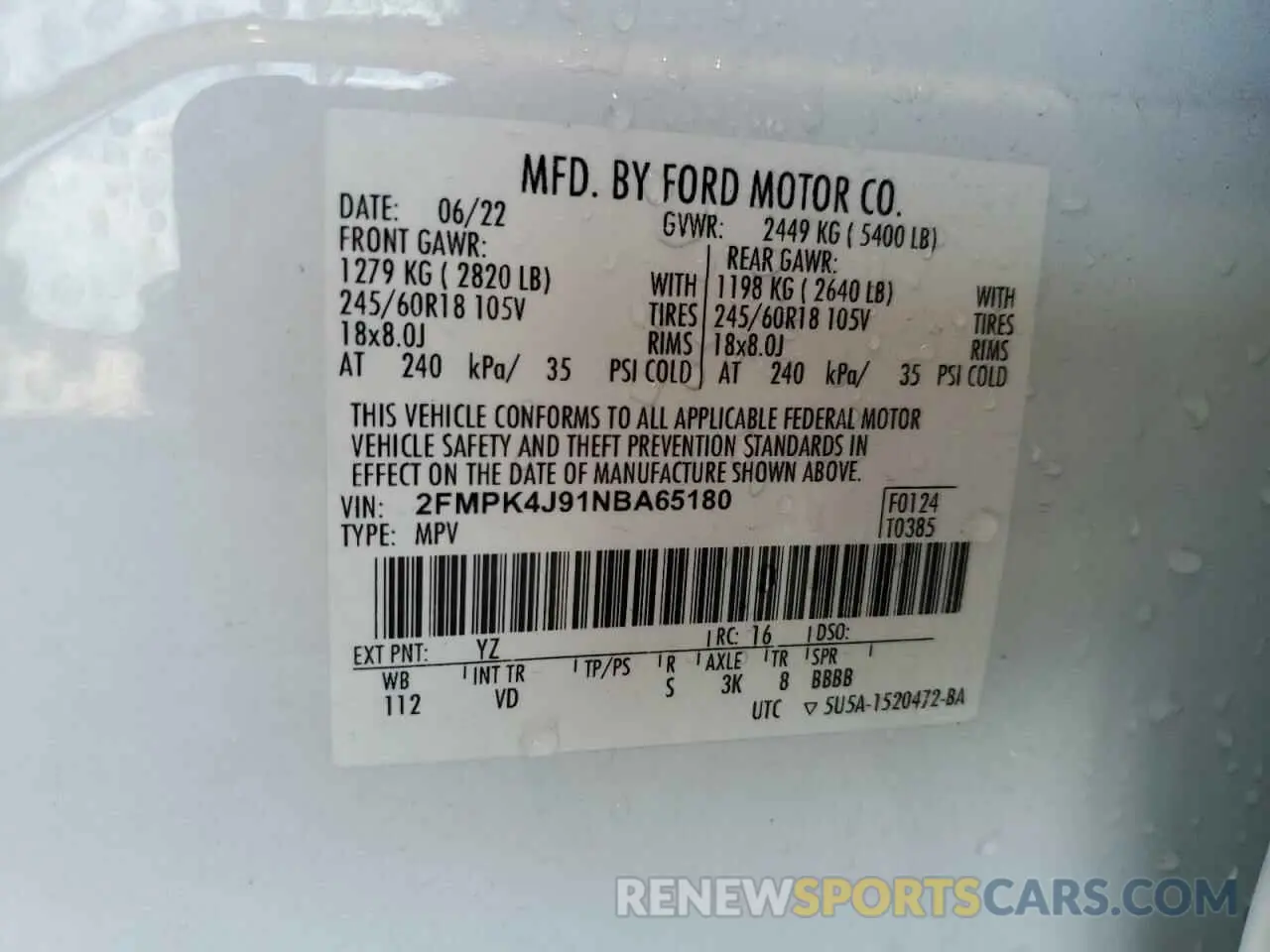13 Photograph of a damaged car 2FMPK4J91NBA65180 FORD EDGE 2022