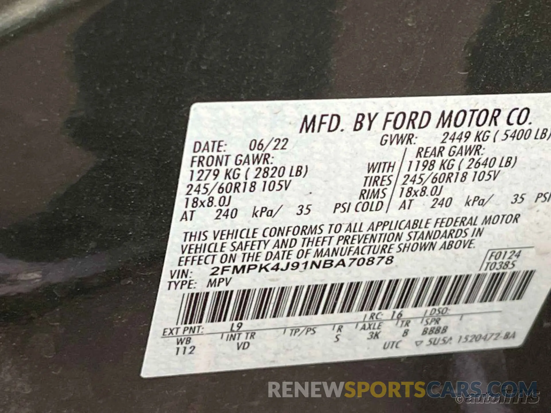 14 Фотография поврежденного автомобиля 2FMPK4J91NBA70878 FORD EDGE 2022