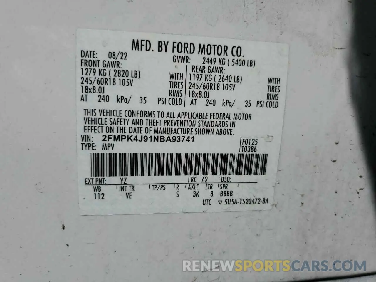 13 Photograph of a damaged car 2FMPK4J91NBA93741 FORD EDGE 2022