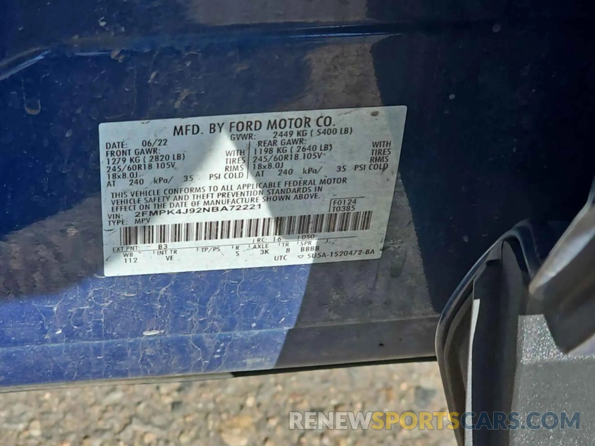 6 Фотография поврежденного автомобиля 2FMPK4J92NBA72221 FORD EDGE 2022