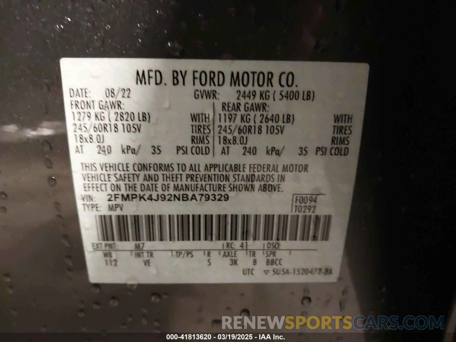 9 Photograph of a damaged car 2FMPK4J92NBA79329 FORD EDGE 2022