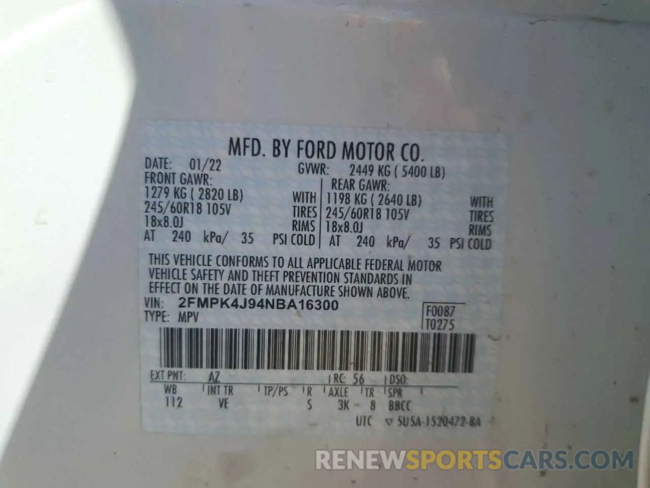 13 Photograph of a damaged car 2FMPK4J94NBA16300 FORD EDGE 2022