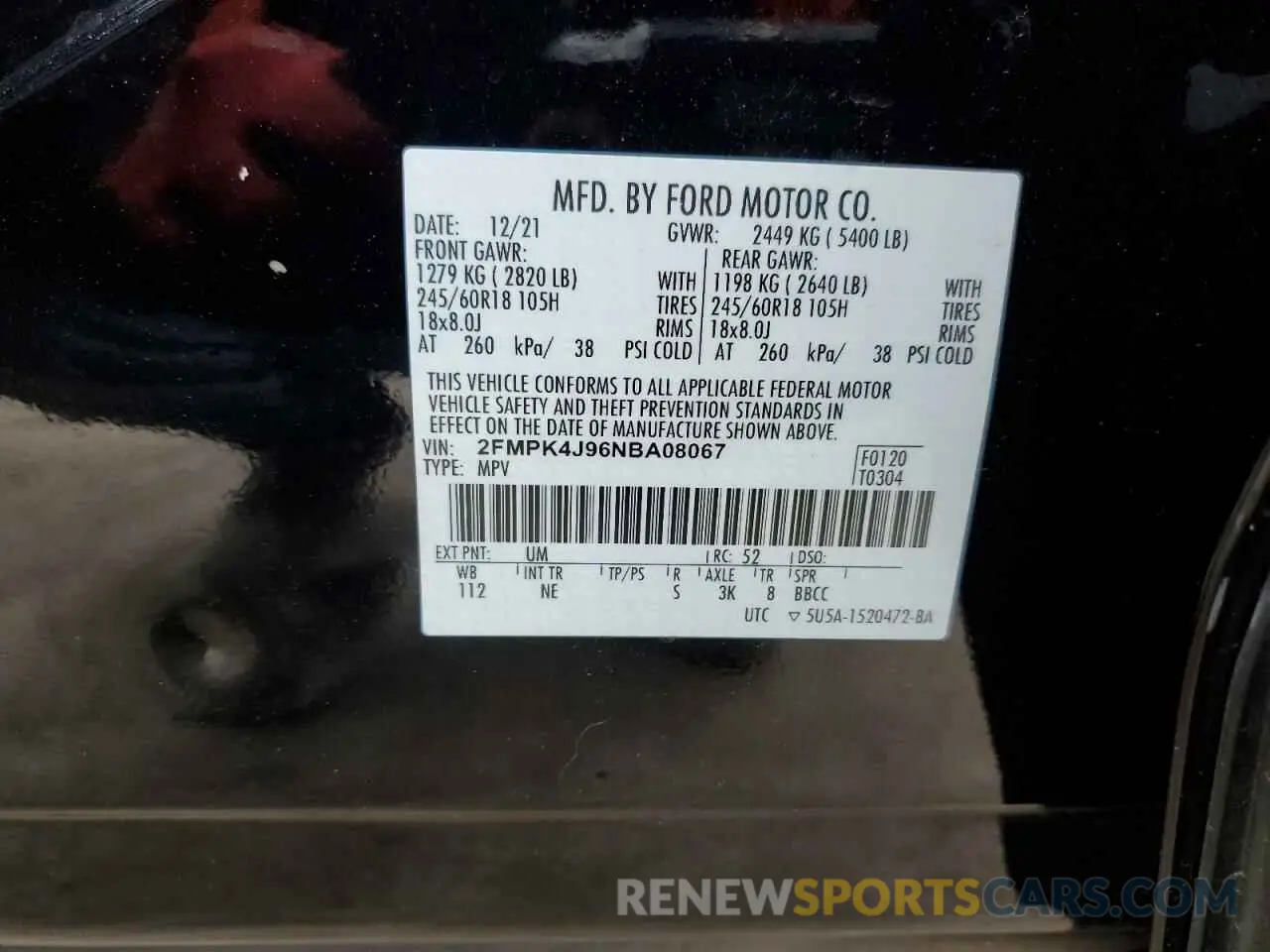 14 Фотография поврежденного автомобиля 2FMPK4J96NBA08067 FORD EDGE 2022