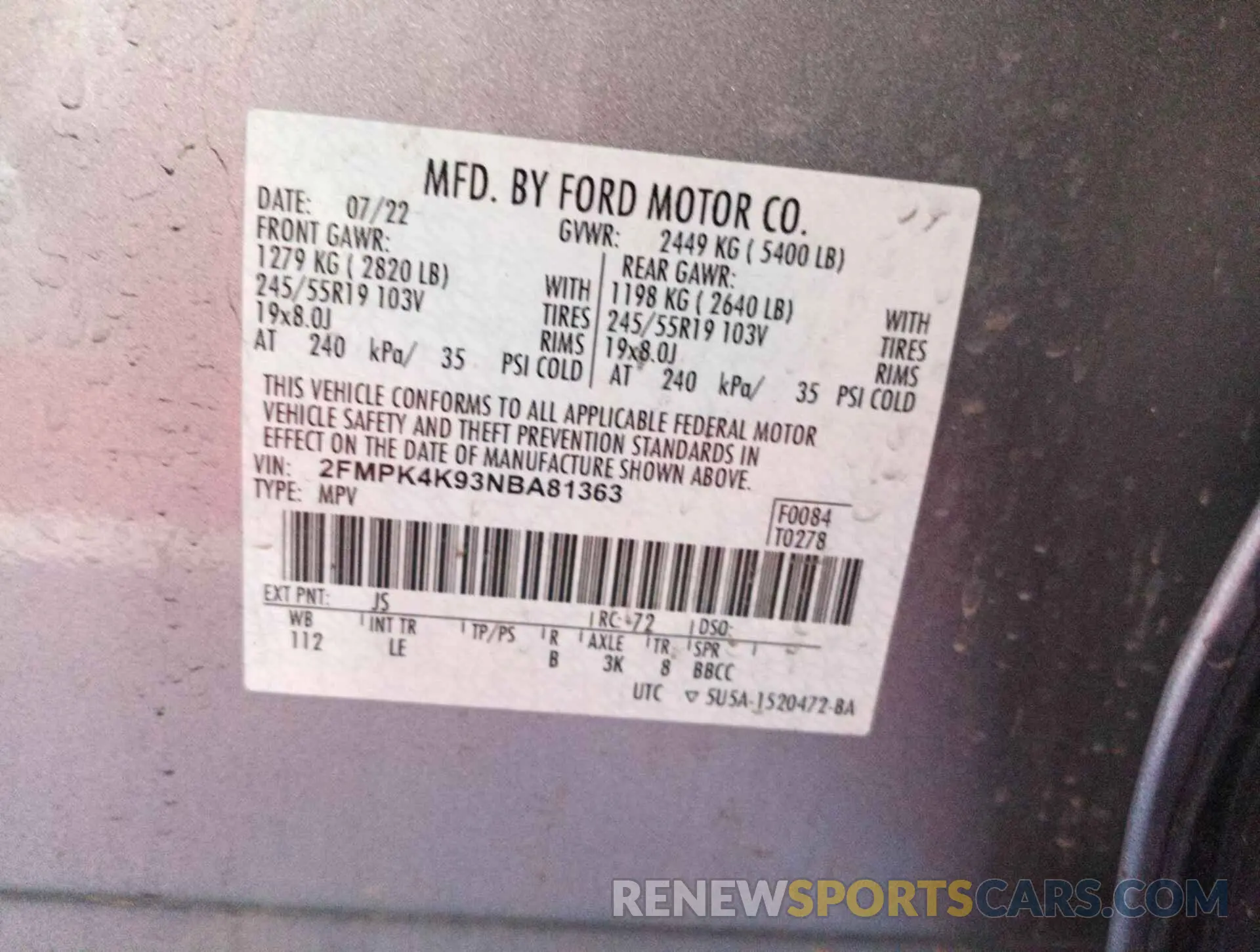 13 Photograph of a damaged car 2FMPK4K93NBA81363 FORD EDGE 2022