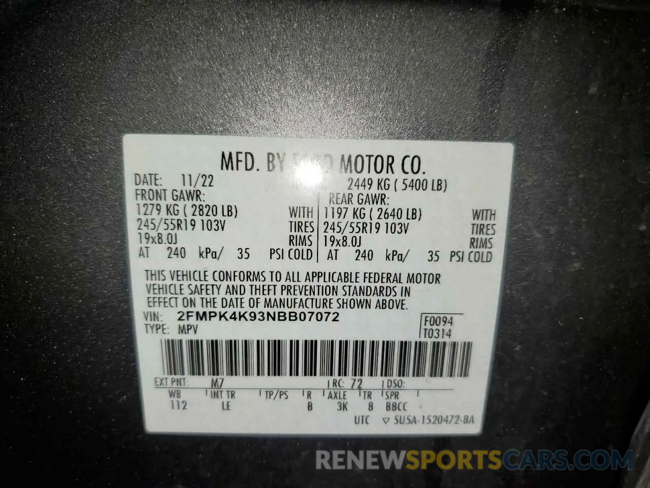 13 Photograph of a damaged car 2FMPK4K93NBB07072 FORD EDGE 2022