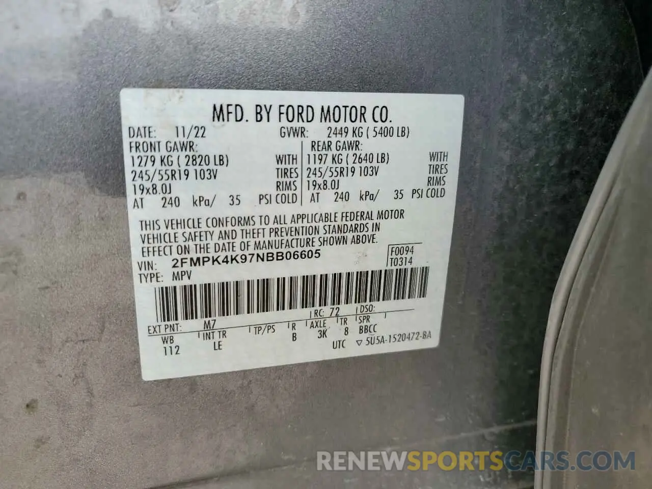 13 Фотография поврежденного автомобиля 2FMPK4K97NBB06605 FORD EDGE 2022