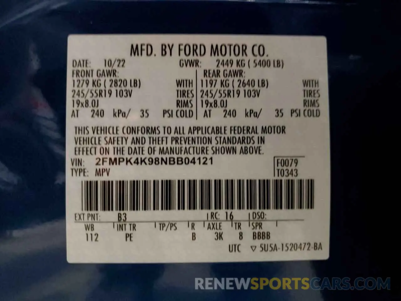 14 Фотография поврежденного автомобиля 2FMPK4K98NBB04121 FORD EDGE 2022