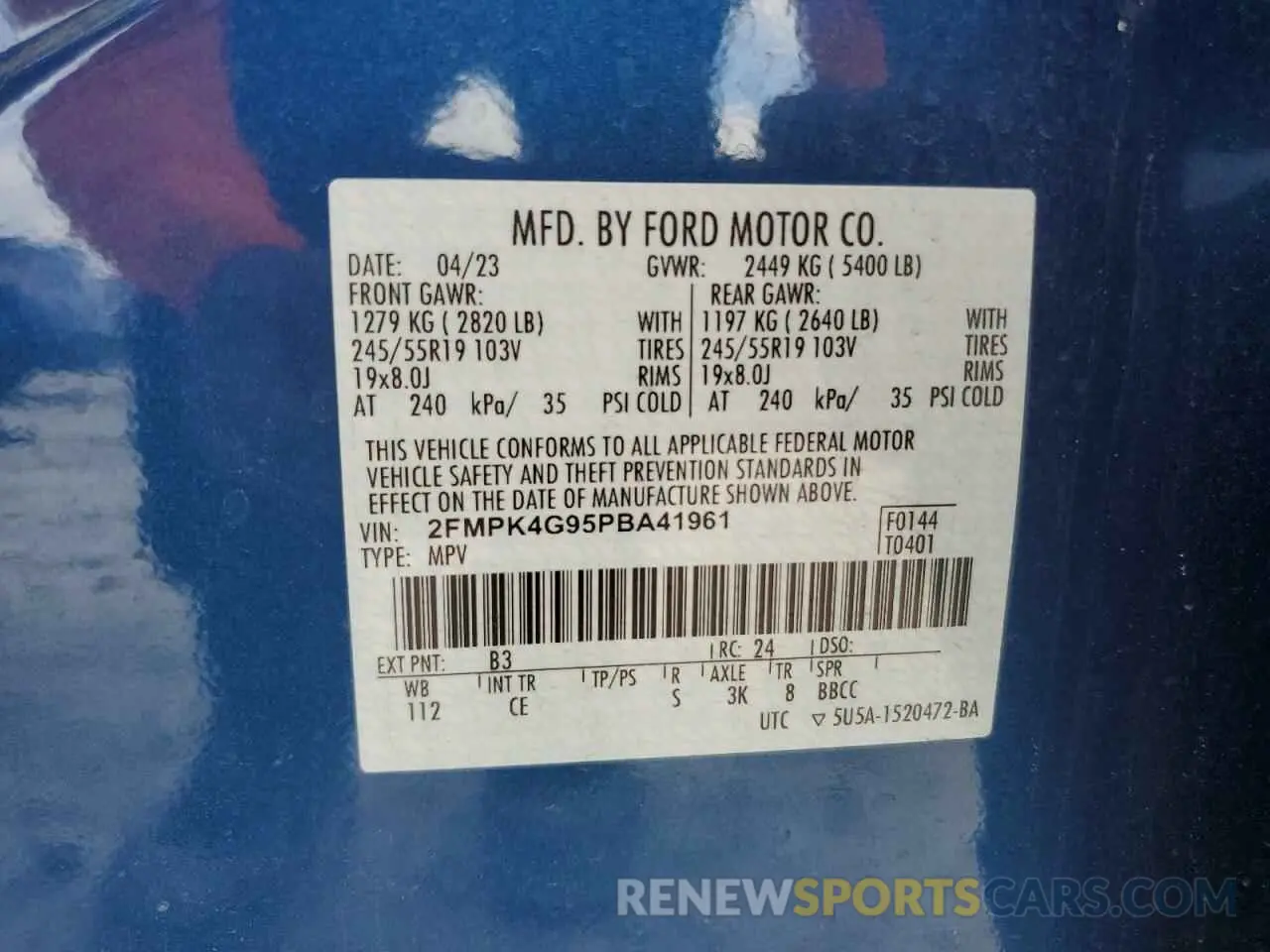 13 Photograph of a damaged car 2FMPK4G95PBA41961 FORD EDGE 2023