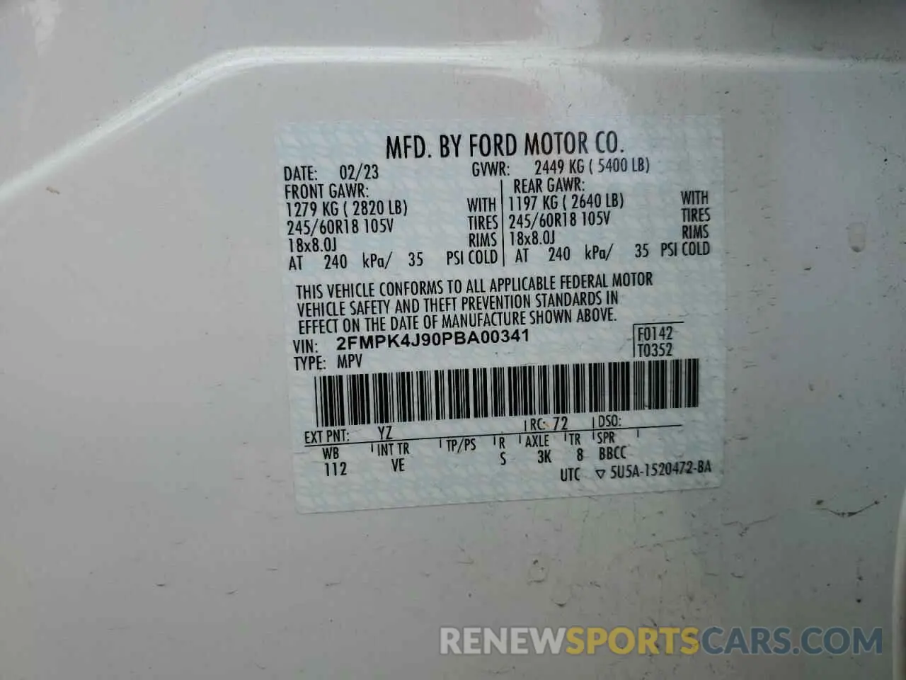 13 Photograph of a damaged car 2FMPK4J90PBA00341 FORD EDGE 2023