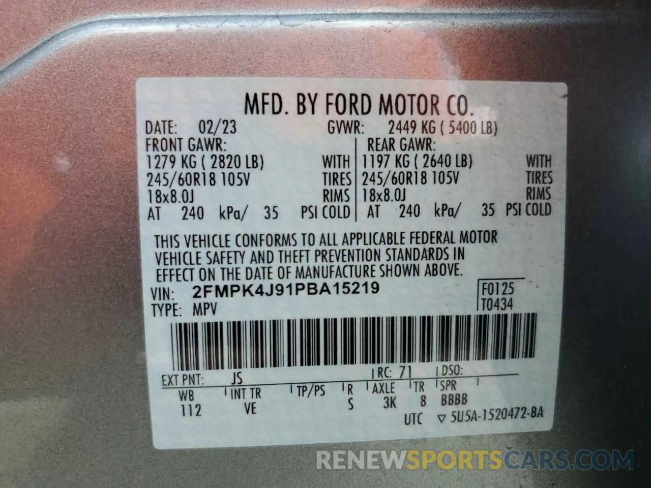 13 Photograph of a damaged car 2FMPK4J91PBA15219 FORD EDGE 2023