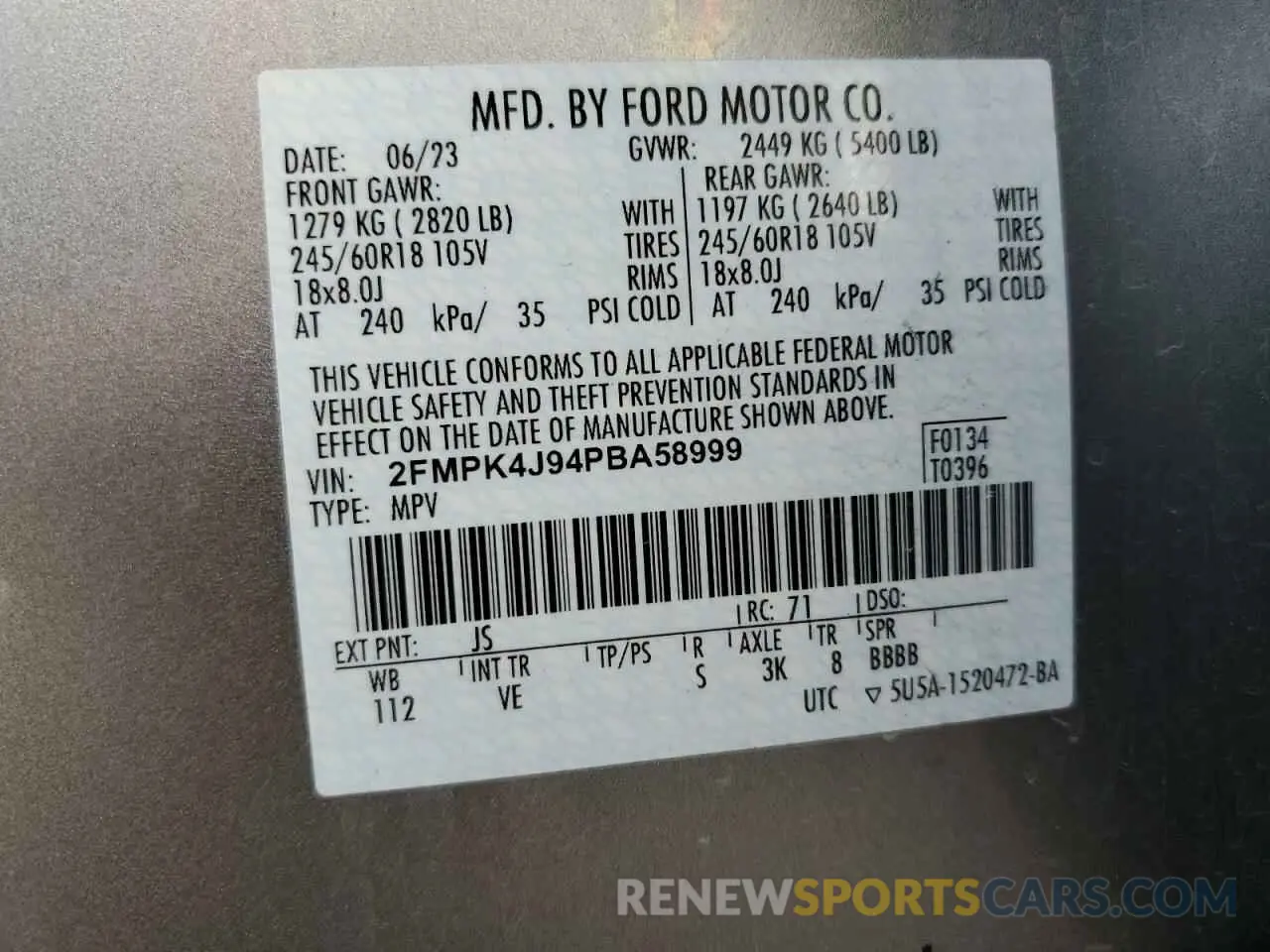 13 Photograph of a damaged car 2FMPK4J94PBA58999 FORD EDGE 2023