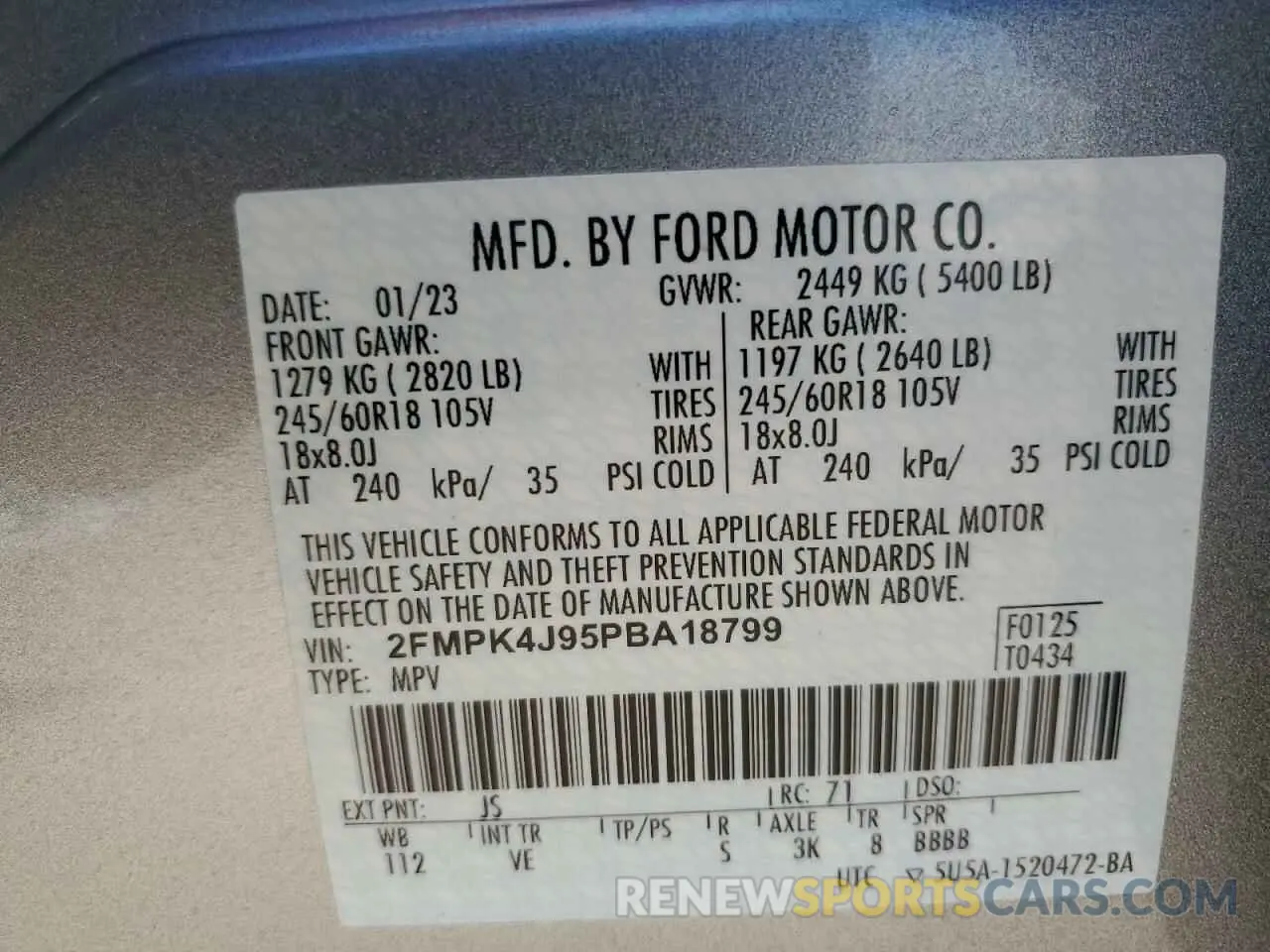 12 Photograph of a damaged car 2FMPK4J95PBA18799 FORD EDGE 2023