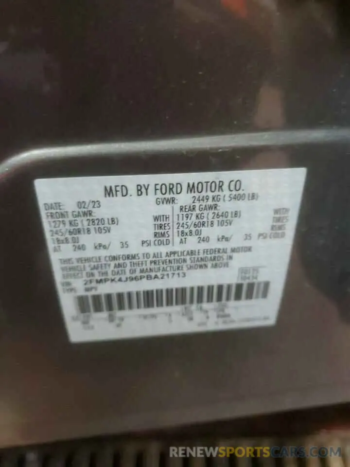 14 Фотография поврежденного автомобиля 2FMPK4J96PBA21713 FORD EDGE 2023
